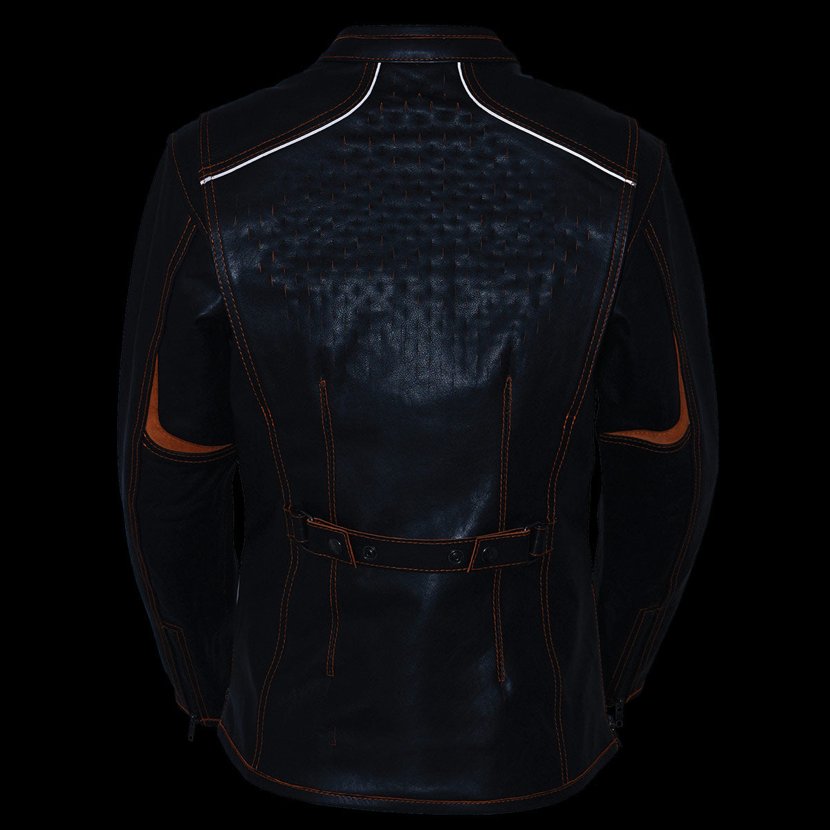 Milwaukee Leather MLL2502 Women's 'Laser Cut' Distressed Black and Grey Scuba Style Racer Jacket