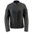 Milwaukee Leather MLL2502 Women's 'Laser Cut' Distressed Black and Purple Scuba Style Racer Jacket