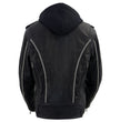 Milwaukee Leather MLL2503 Women's Black 'Bedazzled' Leather Moto Jacket with Hoodie