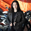 Milwaukee Leather MLL2503 Women's Black 'Bedazzled' Leather Moto Jacket with Hoodie