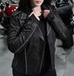 Milwaukee Leather MLL2503 Women's Black 'Bedazzled' Leather Moto Jacket with Hoodie