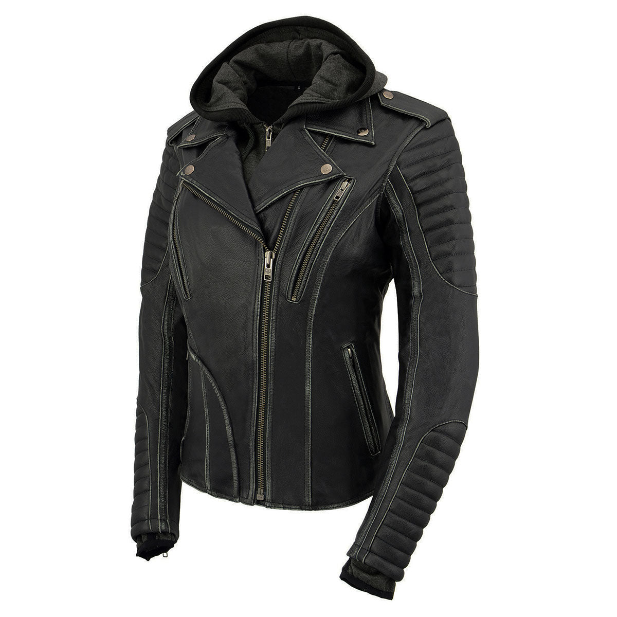 Milwaukee Leather MLL2516 Black Leather Rub-Off Leather Jacket