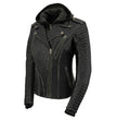 Milwaukee Leather MLL2516 Black Leather Rub-Off Leather Jacket with Hoodie for Women