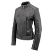 Milwaukee Leather MLL2526 Women's 'Elegant' Distressed Gray Detail Laced Leather Jacket