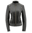 Milwaukee Leather MLL2526 Women's 'Elegant' Distressed Gray Detail Laced Leather Jacket
