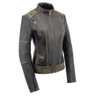 Milwaukee Leather MLL2527 Women's 'Elegant' Distressed Brown Detail Laced Leather Jacket