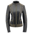 Milwaukee Leather MLL2527 Women's 'Elegant' Distressed Brown Detail Laced Leather Jacket