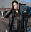 Milwaukee Leather MLL2527 Women's 'Elegant' Distressed Brown Detail Laced Leather Jacket