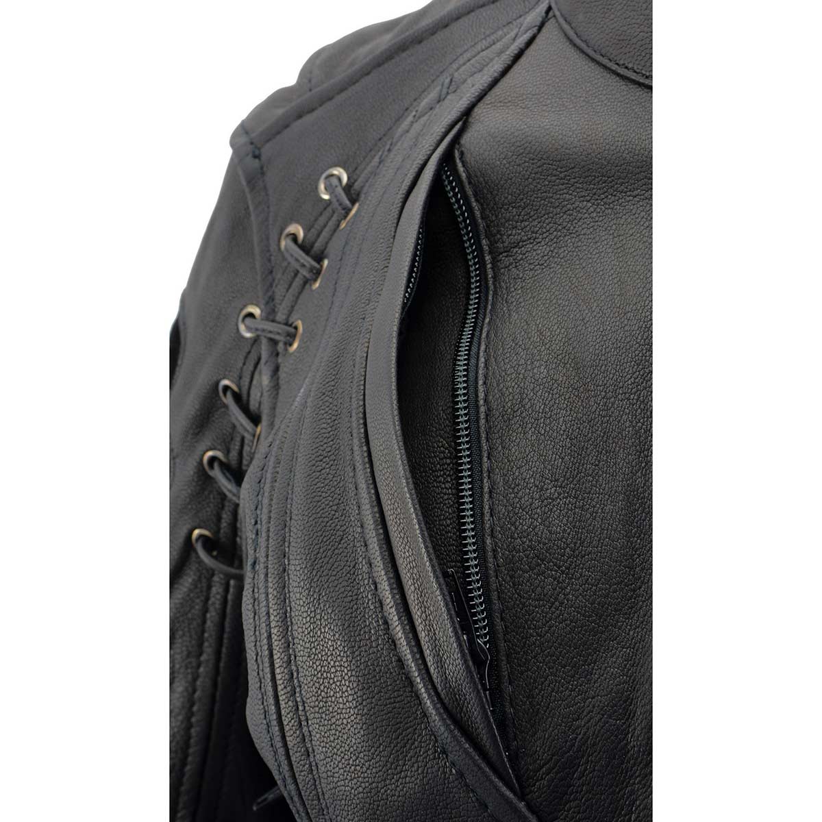 Milwaukee Leather MLL2535 Women's Black Leather Lightweight Scuba Racer Jacket