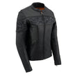 Milwaukee Leather MLL2540 Women's Crossover Black Leather Scooter Jacket w/ Reflective Skull Graphic