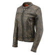Milwaukee Leather MLL2550 Women's Scooter Distressed Brown Leather Vented Motorcycle Jacket