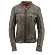 Milwaukee Leather MLL2550 Women's Scooter Distressed Brown Leather Vented Motorcycle Jacket