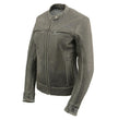 Milwaukee Leather MLL2550 Women's Scooter Distressed Grey Leather Motorcycle Riding Vented Jacket