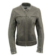 Milwaukee Leather MLL2550 Women's Scooter Distressed Grey Leather Motorcycle Riding Vented Jacket