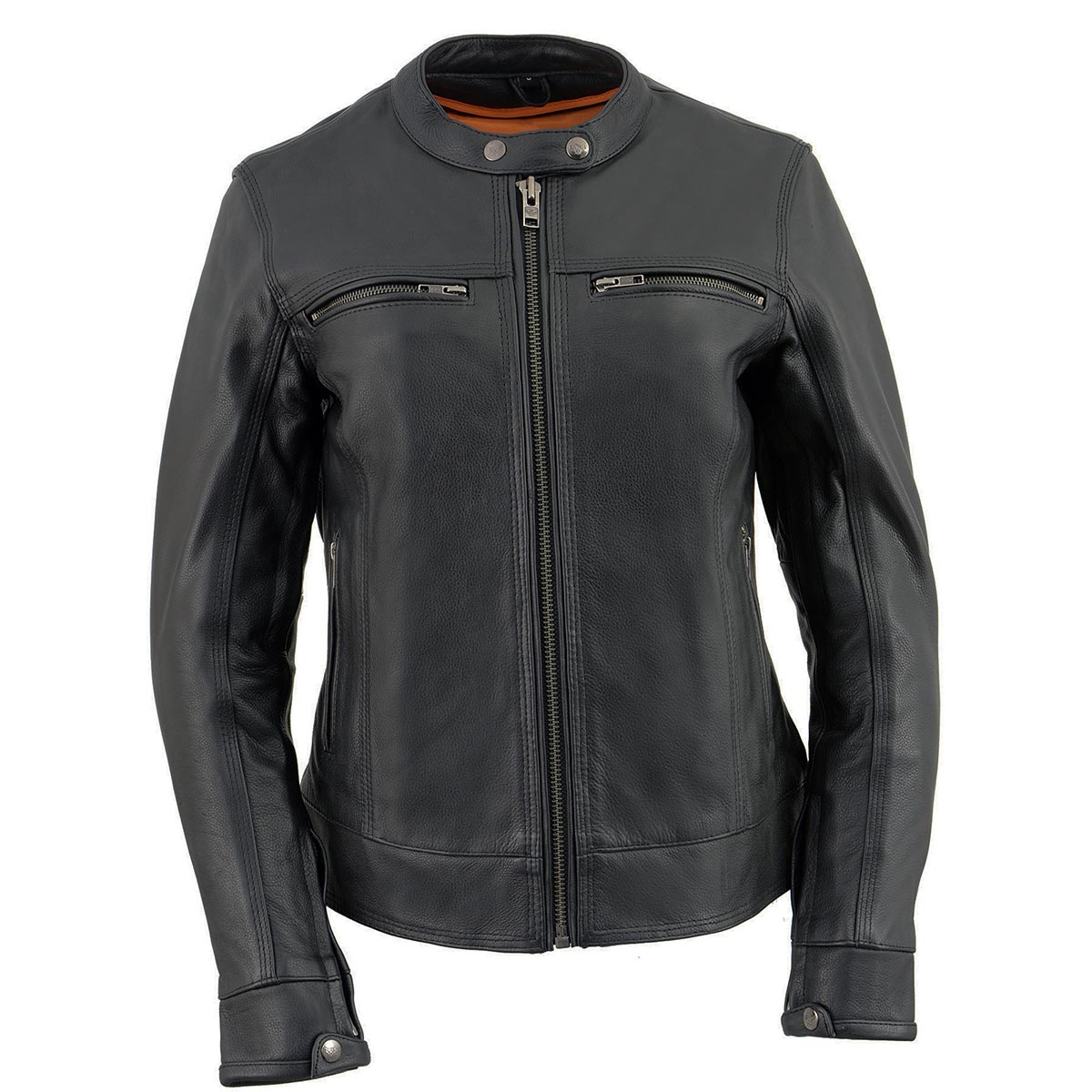 Milwaukee Leather MLL2552 Women's Black 'Cool-Tec' Leather Scooter Triple Stitch Jacket