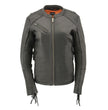 Milwaukee Leather MLL2565 Women's Black Fringed Lightweight Leather Racer Motorcycle Jacket