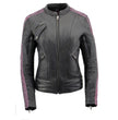Milwaukee Leather MLL2571 Ladies Black and Purple 'Crinkled Arm' Lightweight Racer Jacket