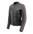 Milwaukee Leather MLL2571 Ladies Black and Purple 'Crinkled Arm' Lightweight Racer Jacket