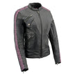 Milwaukee Leather MLL2571 Ladies Black and Purple 'Crinkled Arm' Lightweight Racer Jacket