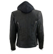 Milwaukee Leather MLL2575 Women's Black Leather Vented Motorcycle Jacket w/ Removable Hoodie