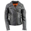Milwaukee Leather MLL2585 Women's Black Premium Leather Motorcycle Rider Jacket with Rivets