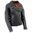 Milwaukee Leather MLL2585 Women's Black Premium Leather Motorcycle Rider Jacket with Rivets