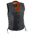 Milwaukee Leather MLL4500 Women's Classic Black Leather V-Neck Motorcycle Rider Vest w/ Side Laces