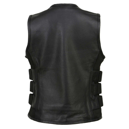 Milwaukee Leather MLL4501 Women's Bullet Proof Style Swat Rider Leather Vest W/ Single Panel Back for Club Patches