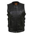 Milwaukee Leather MLL4501 Women's Tactical Swat Style Rider Leather Vest w/ Single Panel Back for Club Patches