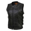 Milwaukee Leather MLL4501 Women's Tactical Swat Style Rider Leather Vest w/ Single Panel Back for Club Patches