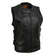 Milwaukee Leather MLL4501 Women's Tactical Swat Style Rider Leather Vest w/ Single Panel Back for Club Patches