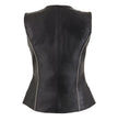 Milwaukee Leather MLL4502 Women's Black Leather Classic V-Neck Motorcycle Rider Vest with Rhinestone Bling Detail