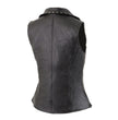 Milwaukee Leather MLL4503 Women's Black V-Neck Leather Classic Motorcycle Rider Vest w/ Riveted Lapel Collar