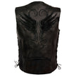Milwaukee Leather MLL4505 Women's Black Leather Side Lace Motorcycle Rider Vest- Reflective and Studded Black Wings
