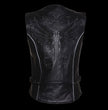 Milwaukee Leather MLL4505 Women's Black Leather Side Lace Motorcycle Rider Vest- Reflective and Studded Black Wings