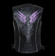 Milwaukee Leather MLL4505 Women's Black Leather Side Lace Motorcycle Rider Vest-Reflective and Studded Purple Wings