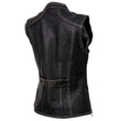 Milwaukee Leather MLL4507 Women's Black Leather Purple Accented Laser Cut Vented Scuba Style Motorcycle Rider Vest