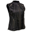 Milwaukee Leather MLL4507 Women's Black Leather Grey Accented Laser Cut Vented Scuba Style Motorcycle Rider Vest