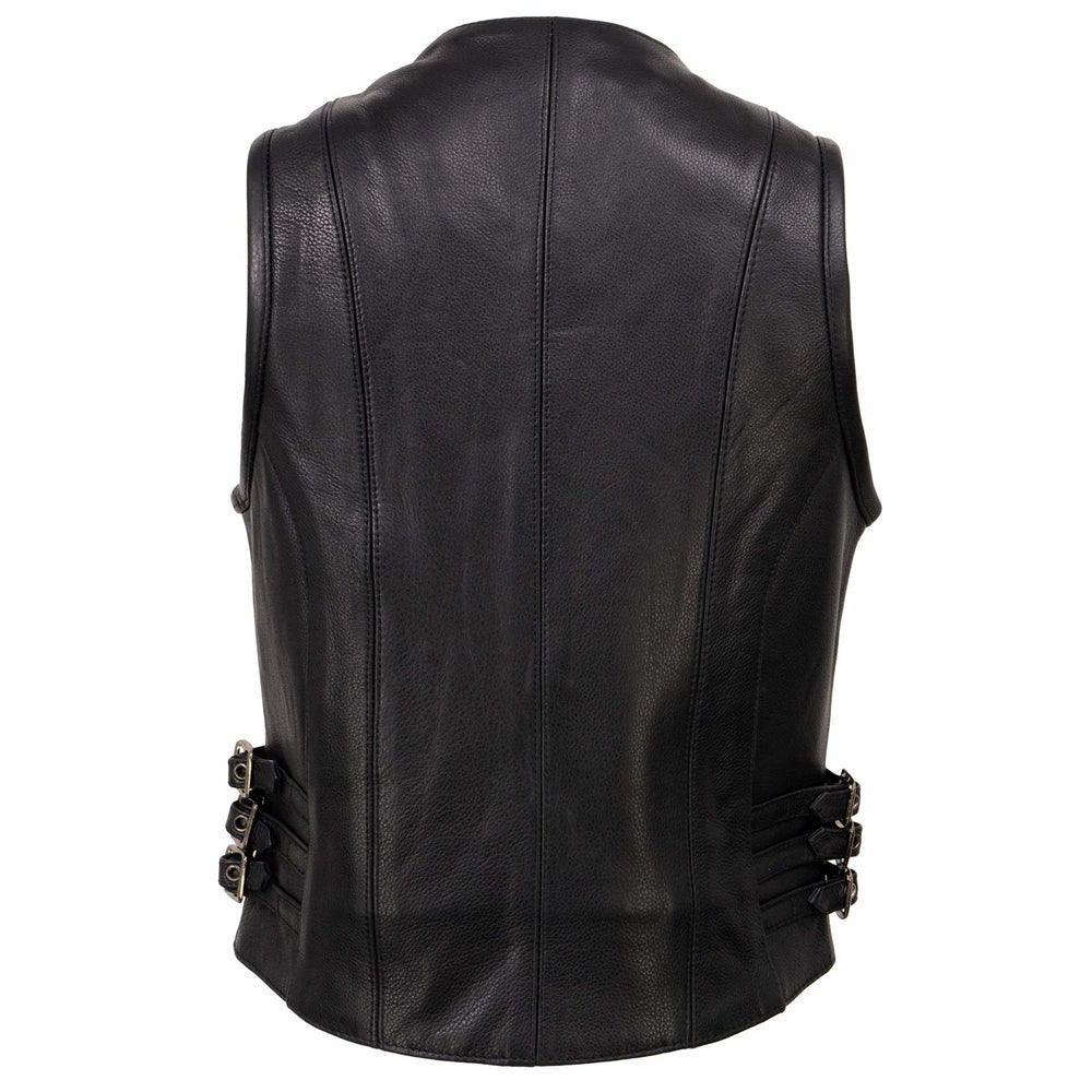 Milwaukee Leather MLL4510 Women's Premium Black Leather Motorcycle Rider Vest w/ Adjustable Side Buckle