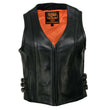 Milwaukee Leather MLL4510 Women's Premium Black Leather Motorcycle Rider Vest w/ Adjustable Side Buckle