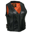 Milwaukee Leather MLL4510 Women's Premium Black Leather Motorcycle Rider Vest w/ Adjustable Side Buckle
