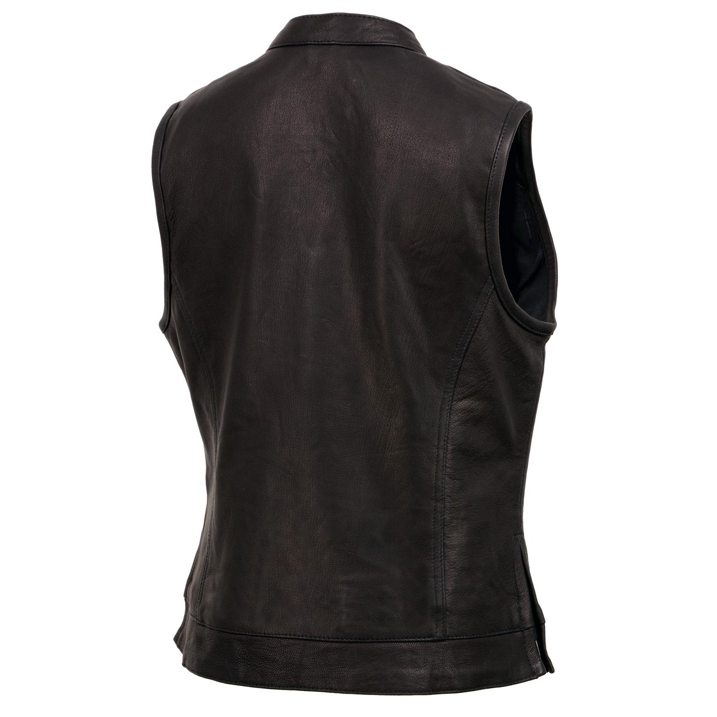 Milwaukee Leather MLL4512 Women’s Black Leather 'Lashes' Club Style Motorcycle Rider Vest W/ Concealed Dual Closure