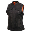 Milwaukee Leather MLL4512 Women’s Lashes Black Leather Club Style Motorcycle Rider Vest w/ Concealed Closure