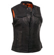 Milwaukee Leather MLL4512 Women’s Lashes Black Leather Club Style Motorcycle Rider Vest w/ Concealed Closure