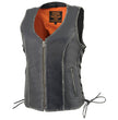 Milwaukee Leather MLL4517 Women's Black Leather Vest with Front Zipper Closure