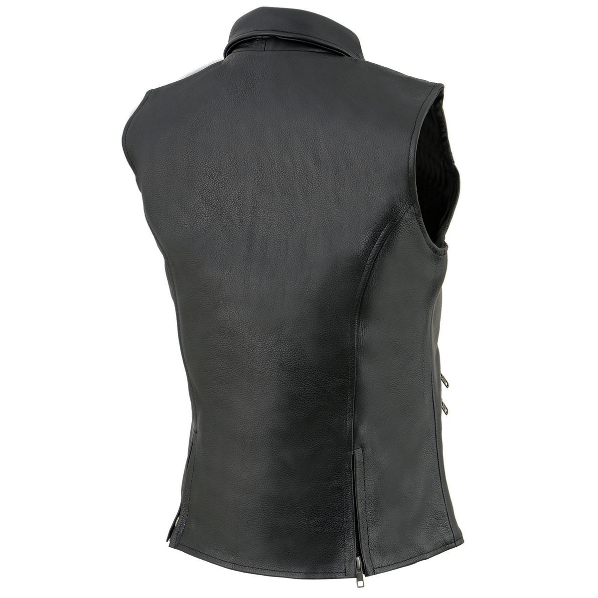 Milwaukee Leather MLL4520 Women’s Black Shirt Collar Motorcycle Rider Vest w/ 4 Front Lower Pockets