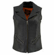 Milwaukee Leather MLL4521 Ladies Black Long Leather Vest with MC Lapel Collar