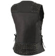 Milwaukee Leather MLL4525 Women's Black Leather Lightweight Lace to Lace Lower Zip Expansion Motorcycle Rider Vest