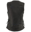 Milwaukee Leather MLL4525 Women's Black Leather Lightweight Lace to Lace Lower Zip Expansion Motorcycle Rider Vest