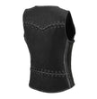 Milwaukee Leather MLL4526 Women's Distress Grey Leather Motorcycle Rider Vest- Stretch Side Panel W/ Lacing Detail